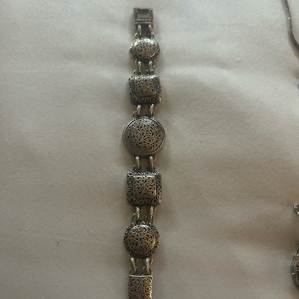 Sterling Silver Filigree Link Bracelet - Silver